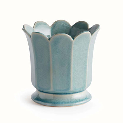 Ceramic Scalloped Footed Cachepot