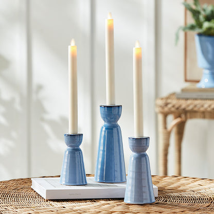 Polished Stoneware Taper Candlestick Holder, Set of 3