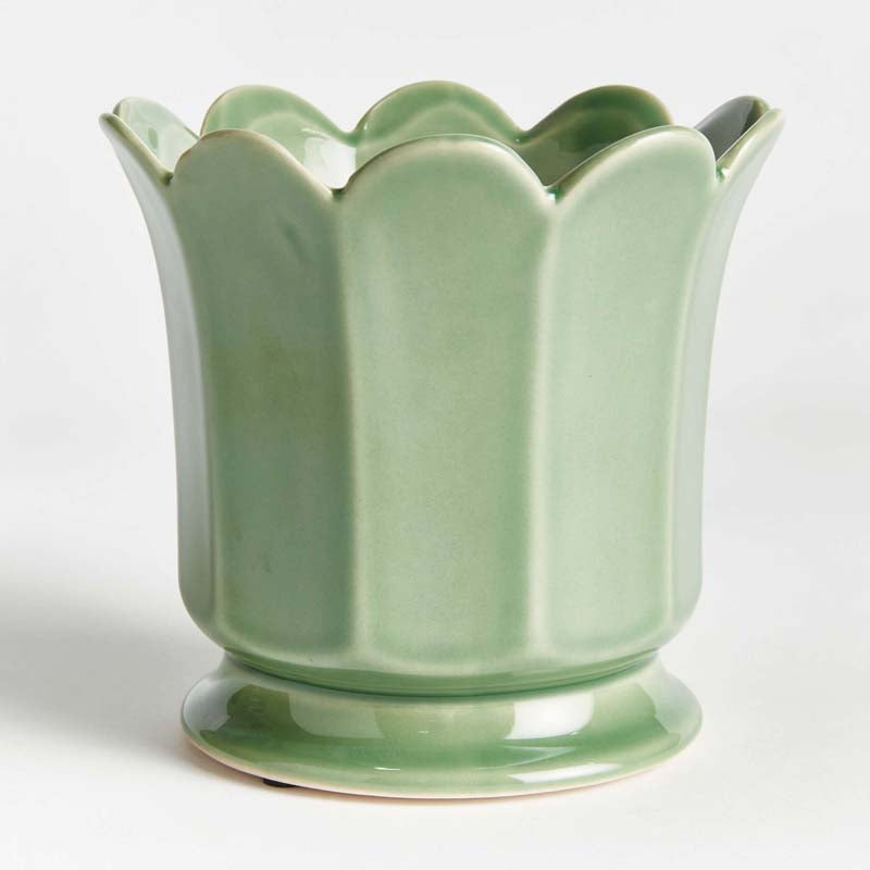 Ceramic Scalloped Footed Cachepot