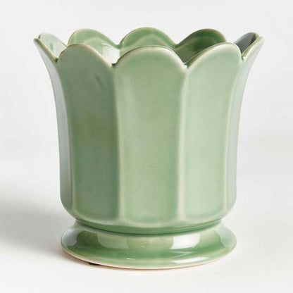 Ceramic Scalloped Footed Cachepot
