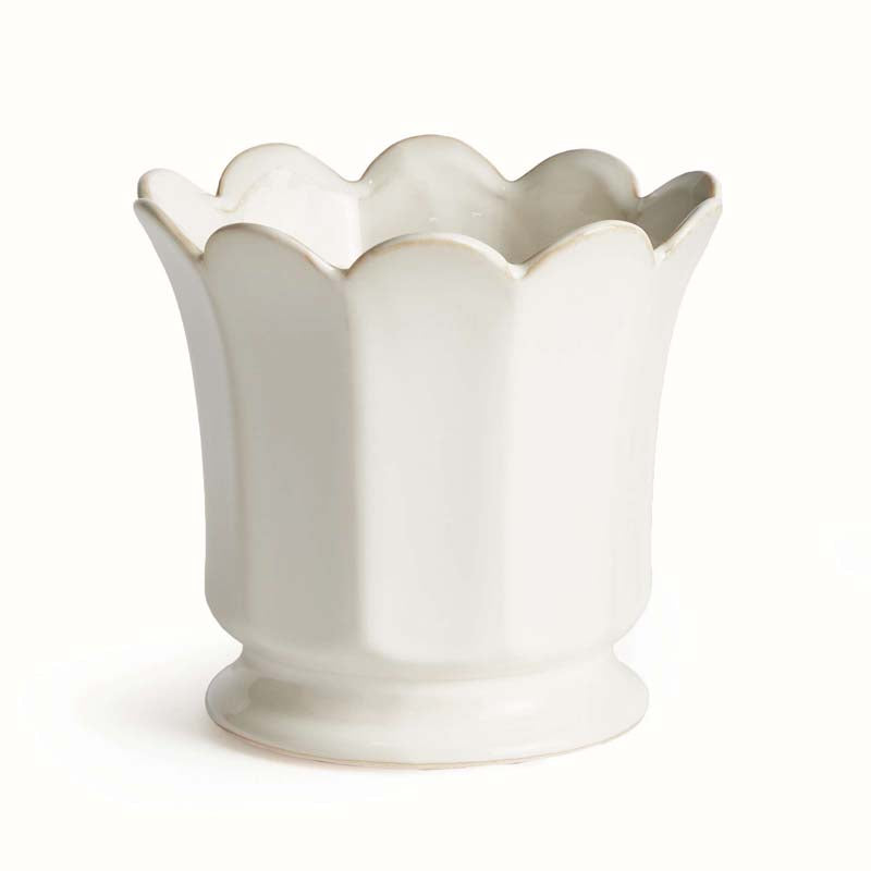 Ceramic Scalloped Footed Cachepot