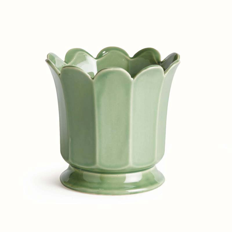 Ceramic Scalloped Footed Cachepot