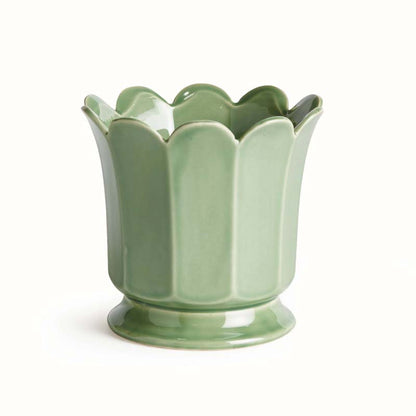 Ceramic Scalloped Footed Cachepot
