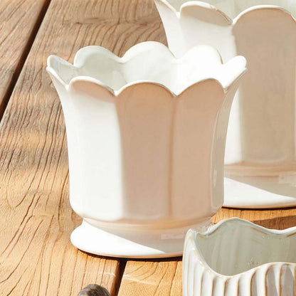 Ceramic Scalloped Footed Cachepot