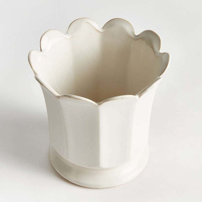 Ceramic Scalloped Footed Cachepot