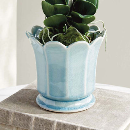 Ceramic Scalloped Footed Cachepot