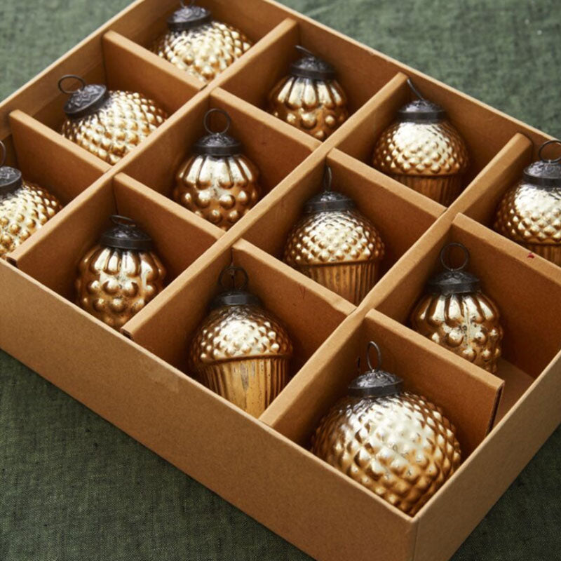 Glass Nature Ornaments, Set of 12