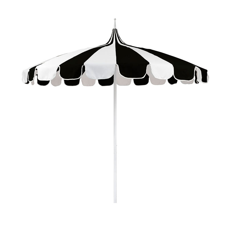 Round Two-Tone Pagoda Outdoor Patio Umbrella, Fiberglass with Push Lift