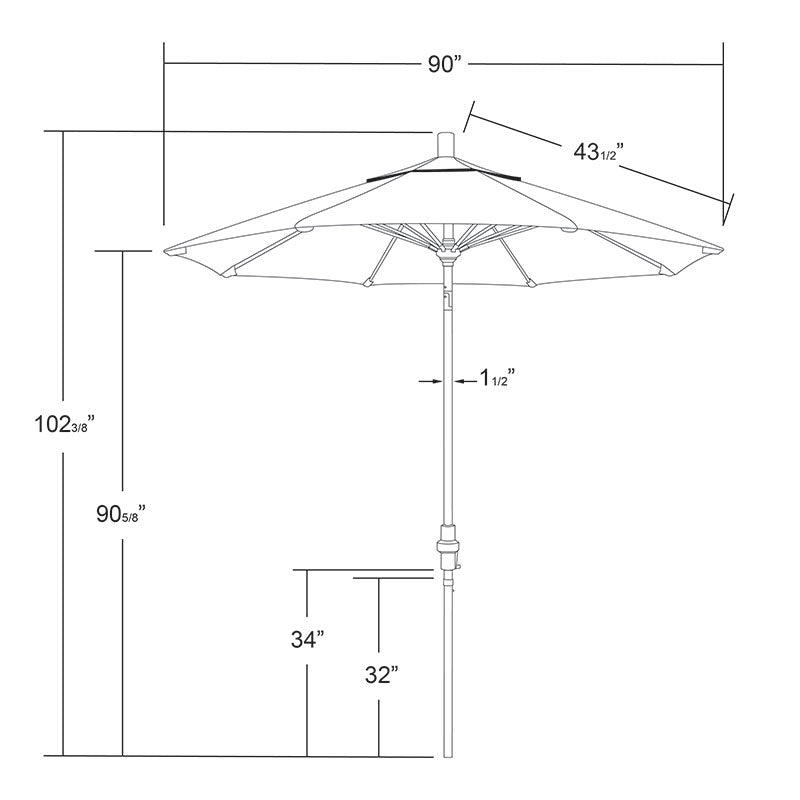 Round Outdoor Patio Umbrella, Fiberglass with Twist Tilt