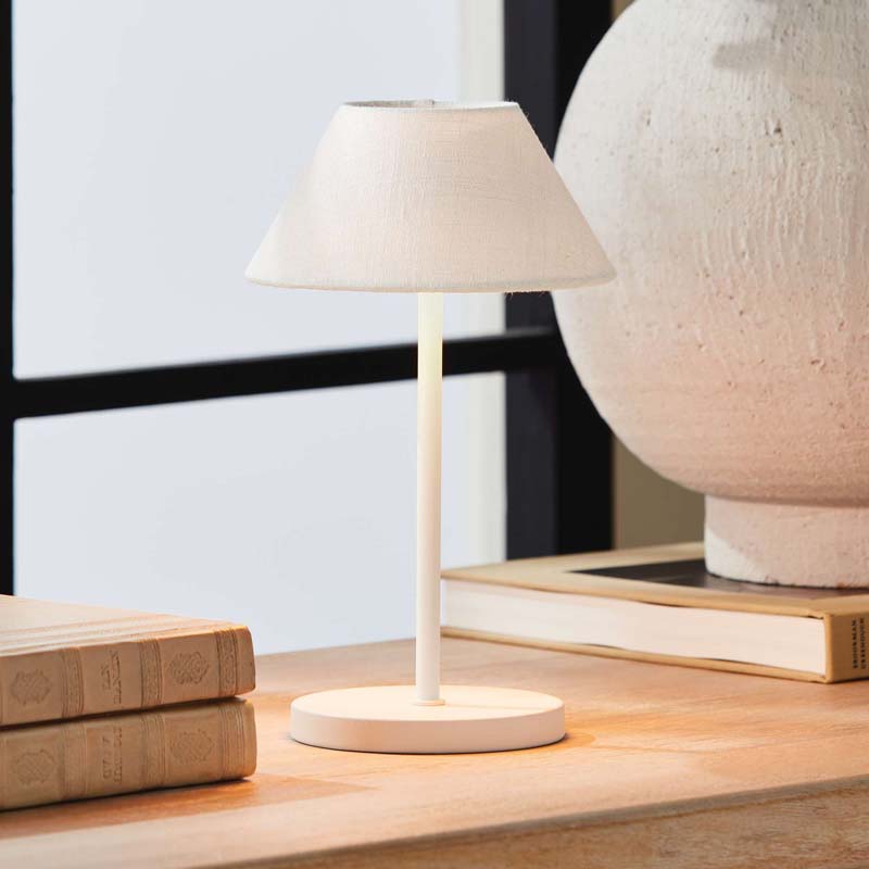 Linen Shade Rechargeable Cordless Lamp