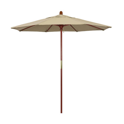 Round Outdoor Patio Umbrella, Wood with Manual Lift