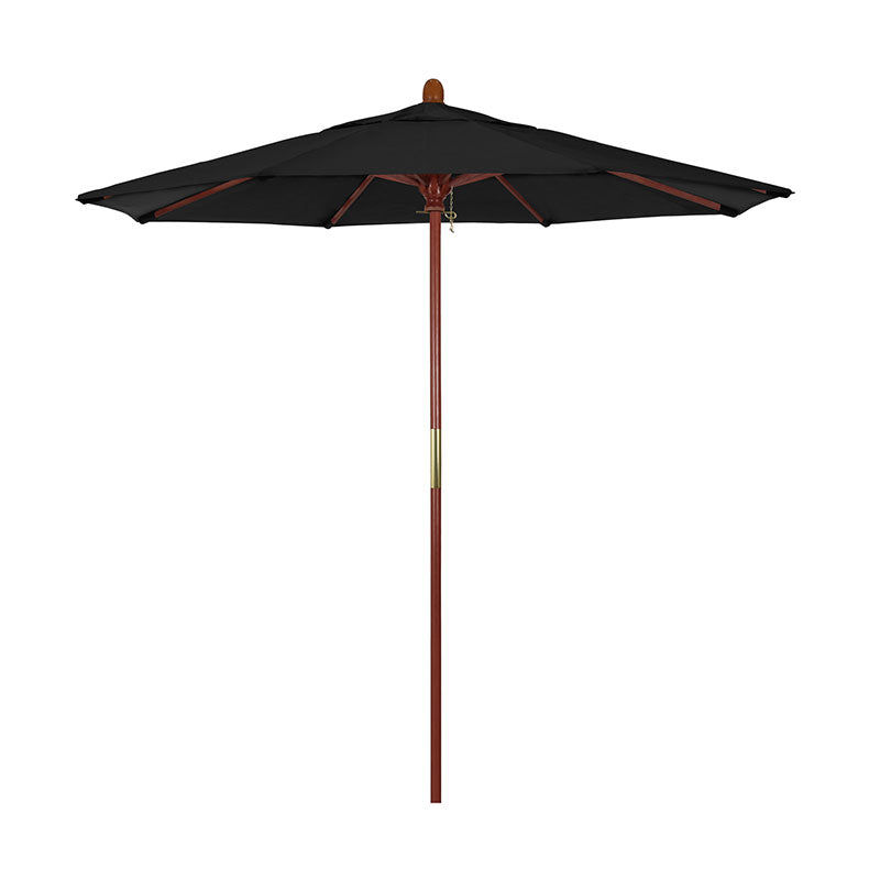 Round Outdoor Patio Umbrella, Wood with Manual Lift