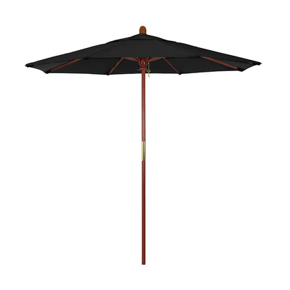 Round Outdoor Patio Umbrella, Wood with Manual Lift