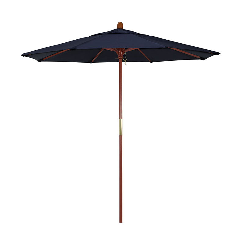 Round Outdoor Patio Umbrella, Wood with Manual Lift