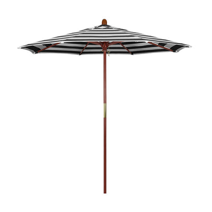 Round Outdoor Patio Umbrella, Wood with Manual Lift