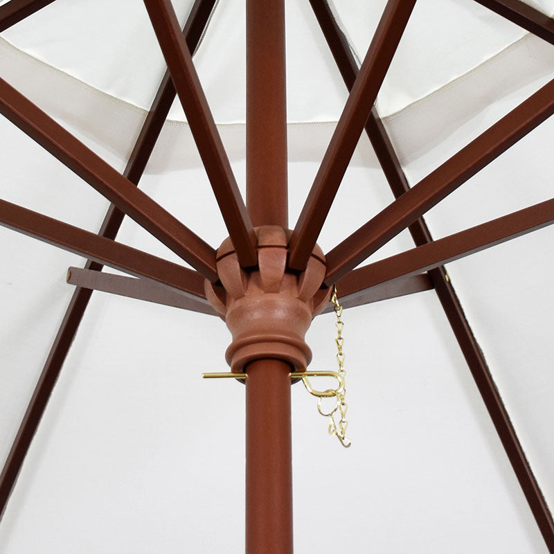 Round Outdoor Patio Umbrella, Wood with Manual Lift
