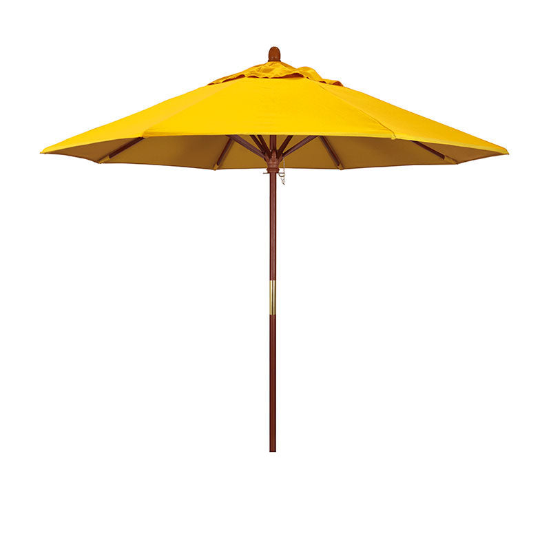 Round Outdoor Patio Umbrella, Wood with Manual Lift