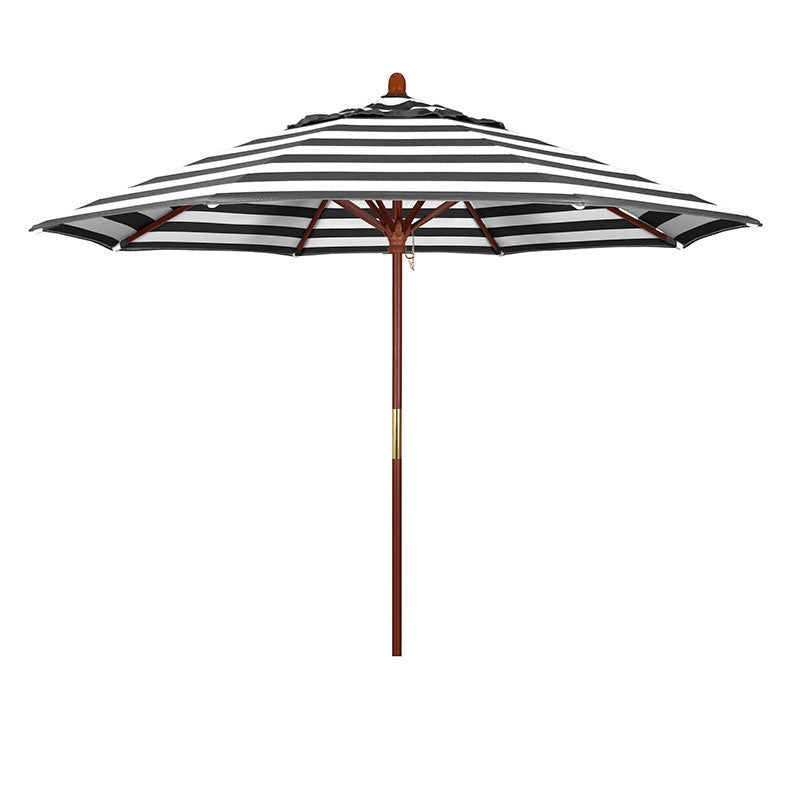 Round Outdoor Patio Umbrella, Wood with Manual Lift