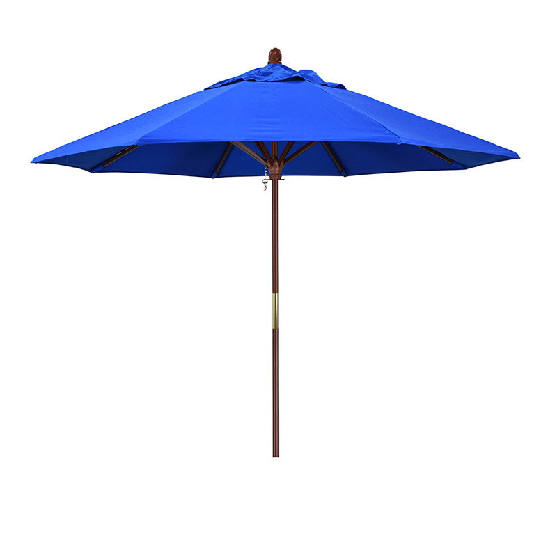 Round Outdoor Patio Umbrella, Wood with Manual Lift