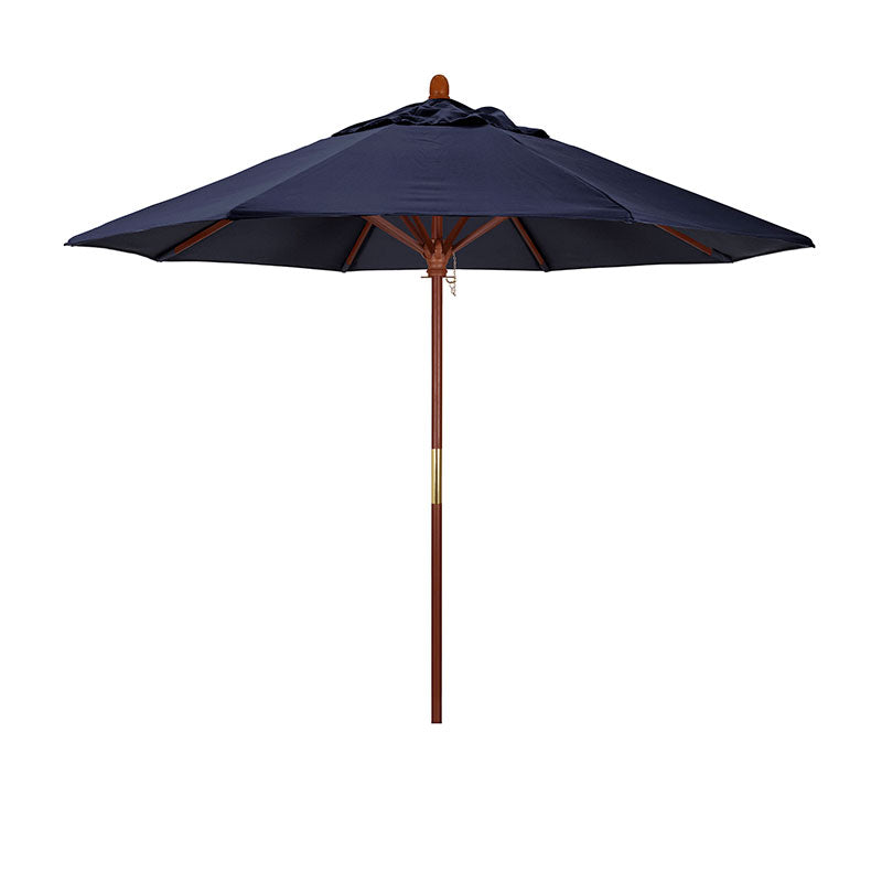Round Outdoor Patio Umbrella, Wood with Manual Lift