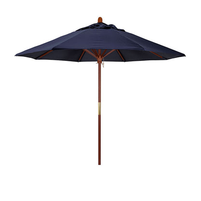 Round Outdoor Patio Umbrella, Wood with Manual Lift