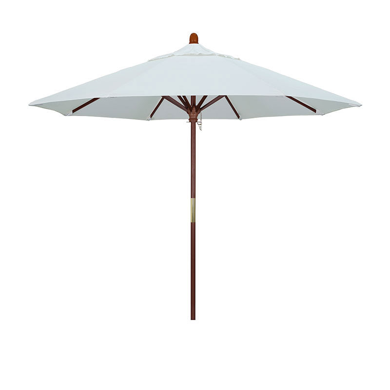 Round Outdoor Patio Umbrella, Wood with Manual Lift