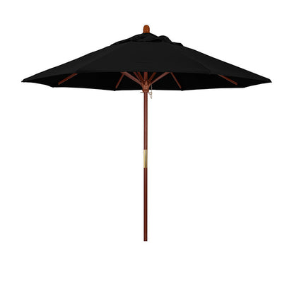 Round Outdoor Patio Umbrella, Wood with Manual Lift