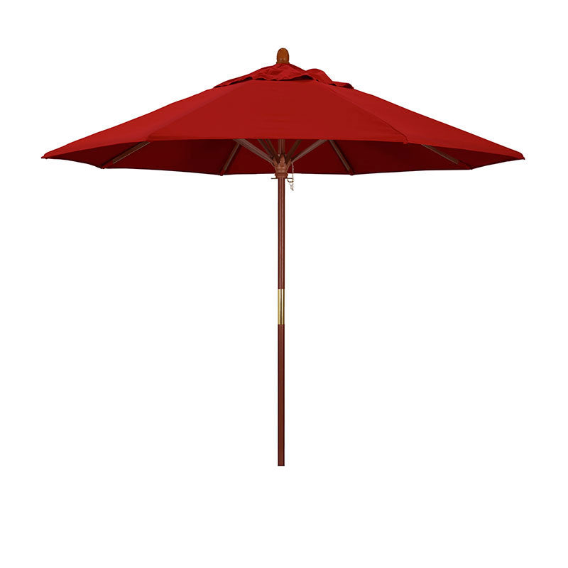 Round Outdoor Patio Umbrella, Wood with Manual Lift