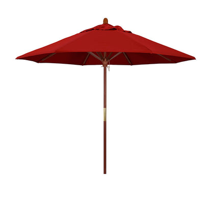 Round Outdoor Patio Umbrella, Wood with Manual Lift