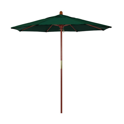 Round Outdoor Patio Umbrella, Wood with Manual Lift