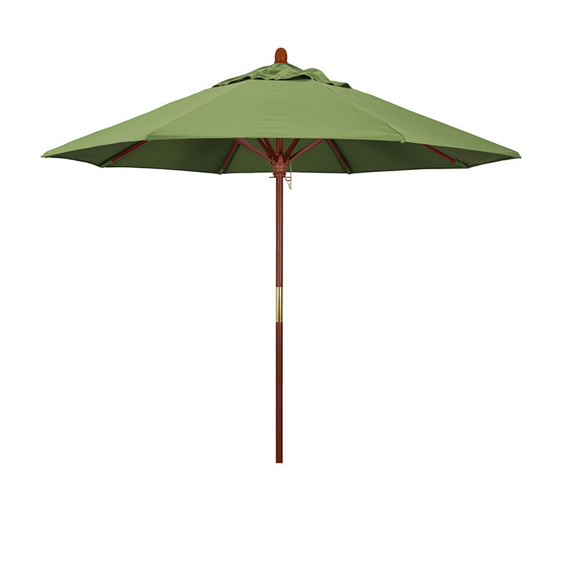 Round Outdoor Patio Umbrella, Wood with Manual Lift