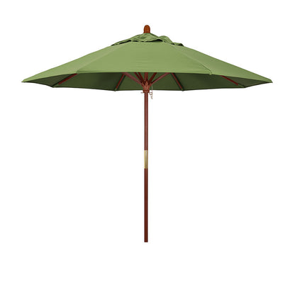 Round Outdoor Patio Umbrella, Wood with Manual Lift