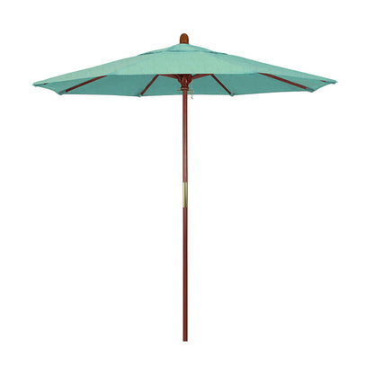 Round Outdoor Patio Umbrella, Wood with Manual Lift