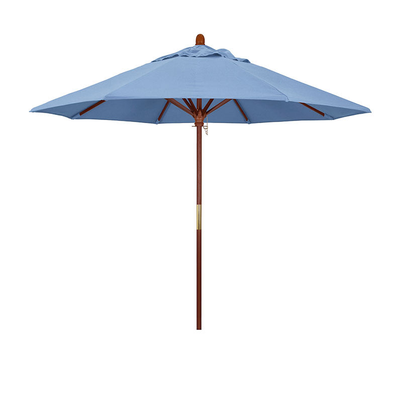 Round Outdoor Patio Umbrella, Wood with Manual Lift