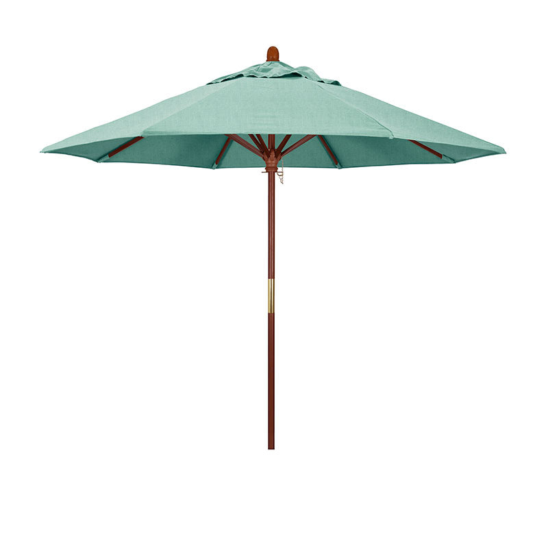 Round Outdoor Patio Umbrella, Wood with Manual Lift