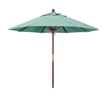 Round Outdoor Patio Umbrella, Wood with Manual Lift