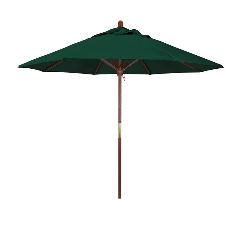 Round Outdoor Patio Umbrella, Wood with Manual Lift