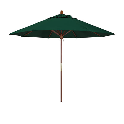 Round Outdoor Patio Umbrella, Wood with Manual Lift