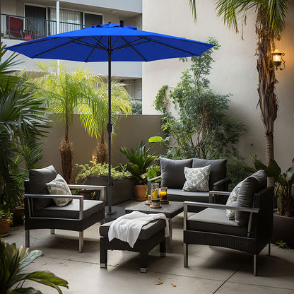 Round Outdoor Patio Umbrella, Aluminum with Auto Tilt Crank