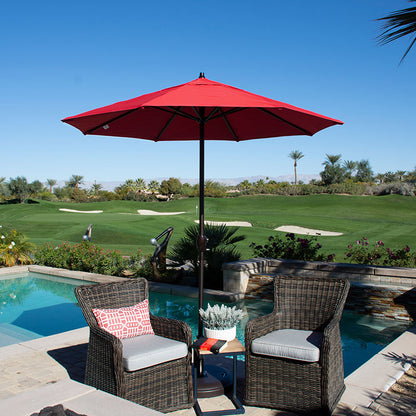 Round Outdoor Patio Umbrella, Aluminum with Auto Tilt Crank