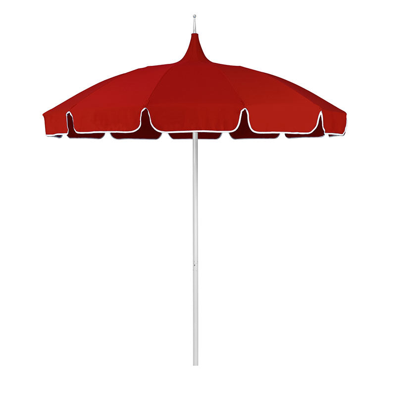 Round Solid Pagoda Outdoor Patio Umbrella, Fiberglass with Push Lift