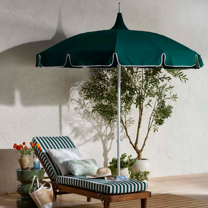 Round Solid Pagoda Outdoor Patio Umbrella, Fiberglass with Push Lift