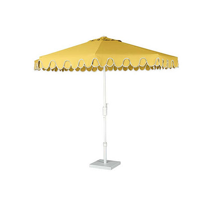 9' Round Double Scallop Outdoor Patio Umbrella, Aluminum with Auto Tilt and Crank Lift