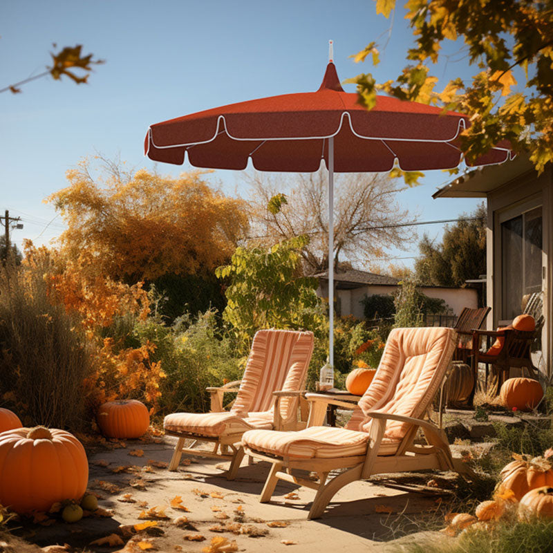 Round Solid Pagoda Outdoor Patio Umbrella, Fiberglass with Push Lift