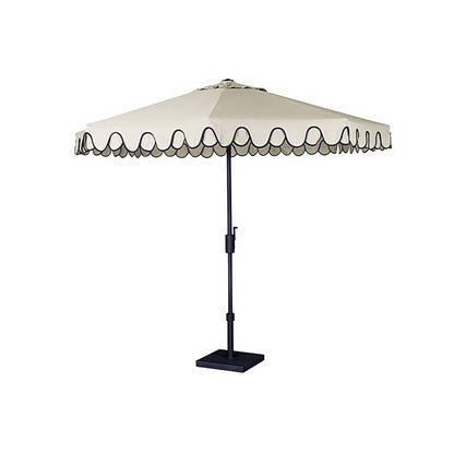 9' Round Double Scallop Outdoor Patio Umbrella, Aluminum with Auto Tilt and Crank Lift