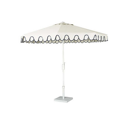 9' Round Double Scallop Outdoor Patio Umbrella, Aluminum with Auto Tilt and Crank Lift
