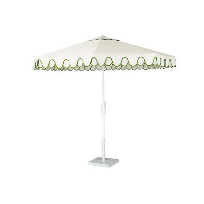 9' Round Double Scallop Outdoor Patio Umbrella, Aluminum with Auto Tilt and Crank Lift