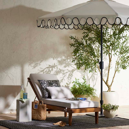 9' Round Double Scallop Outdoor Patio Umbrella, Aluminum with Auto Tilt and Crank Lift