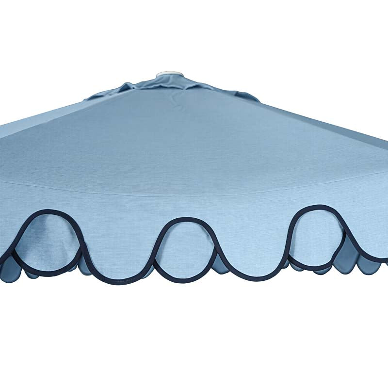9' Round Double Scallop Outdoor Patio Umbrella, Aluminum with Auto Tilt and Crank Lift