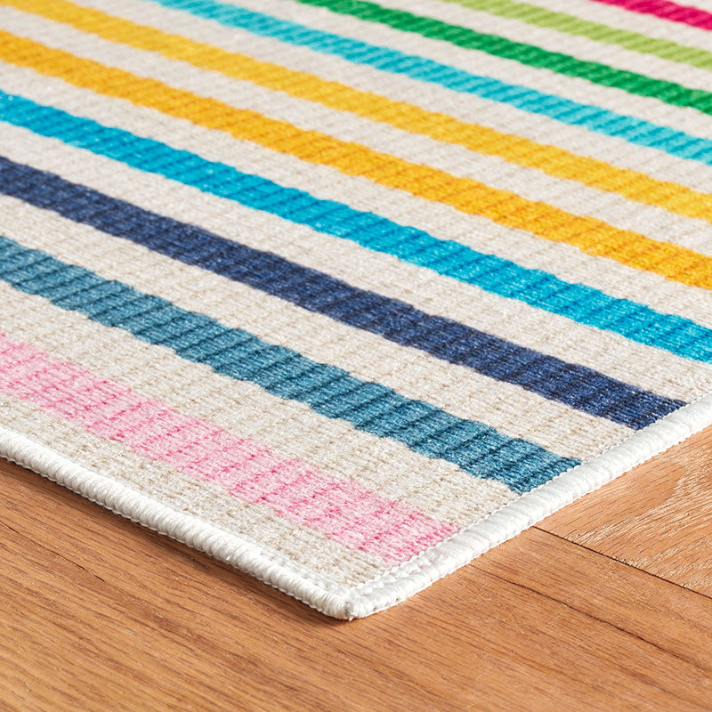 Rainbow Stripe Washable Rug